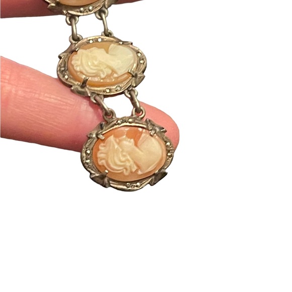 Stunning antique 800 silver Carved shell cameo victorian art deco Bracelet - Picture 3 of 6